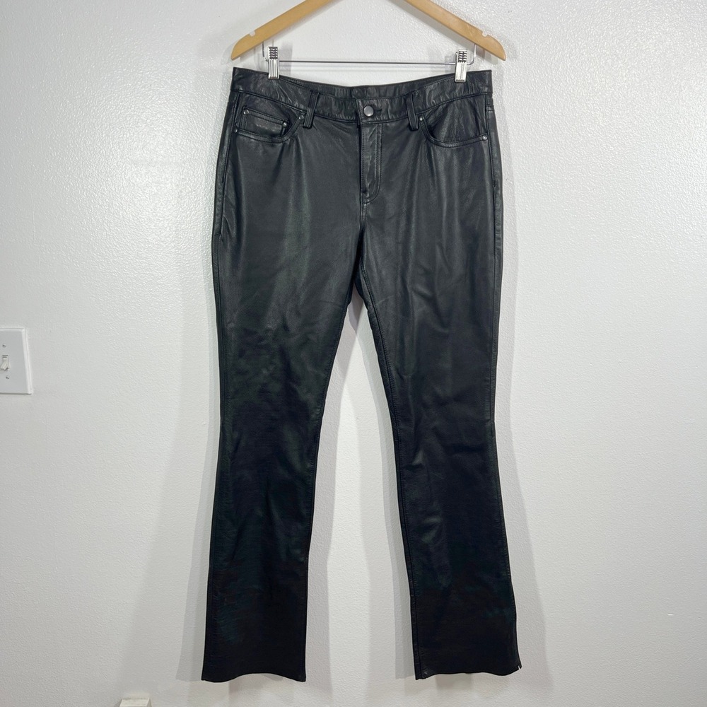 M.G. First Co‎ Leather Riding Pants 10 Women Black Straight Leg Moto Chic Biker